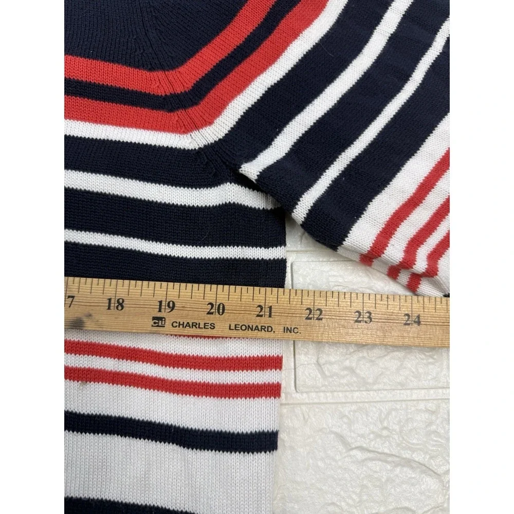 Brooks Brothers Mens L 1/4 Zip Supima Cotton Sweater Red Blue Stripes